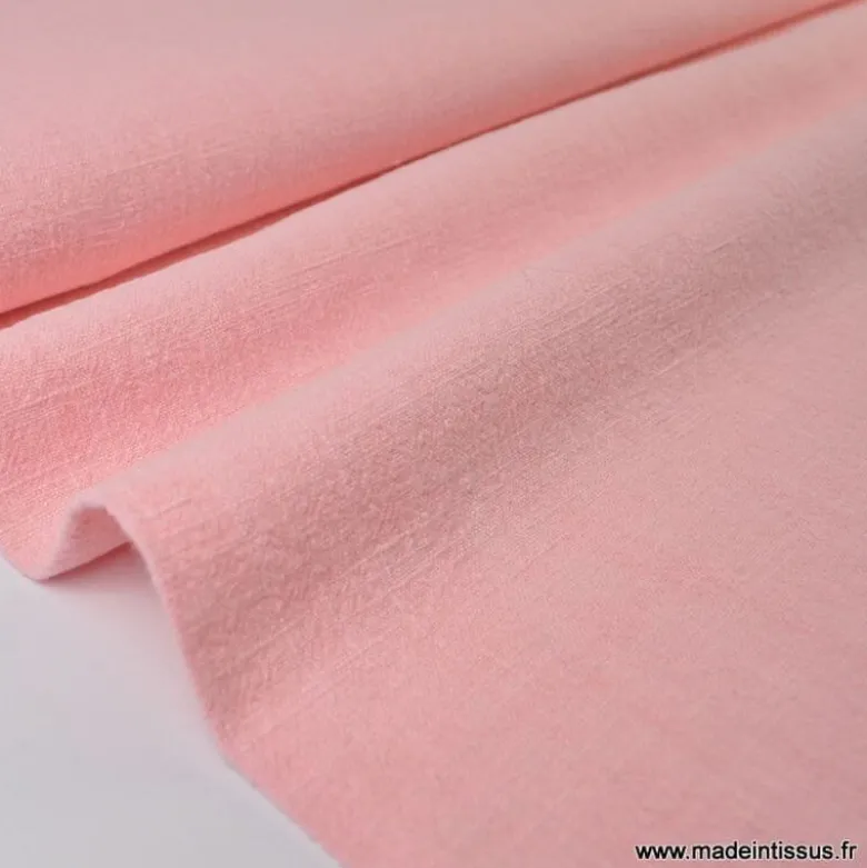 Tissu Lin Lavé Rose
