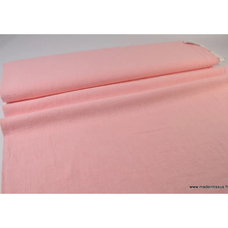 Tissu Lin Lavé Rose