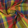 Tissu MADRAS coton jaune, orange et Bleu