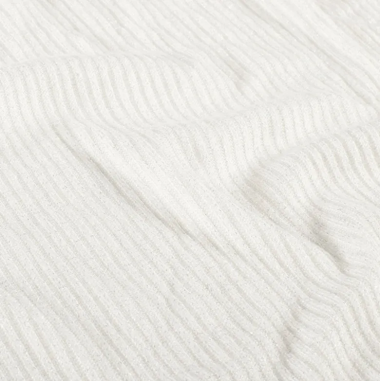 Tissu maille côtelée Lurex - Blanc cassé