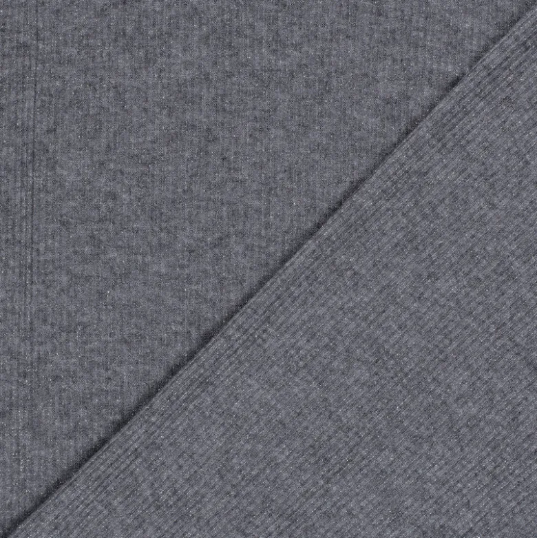 Tissu maille côtelée Lurex - Gris foncé