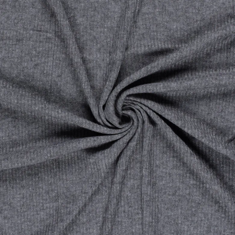 Tissu maille côtelée Lurex - Gris foncé