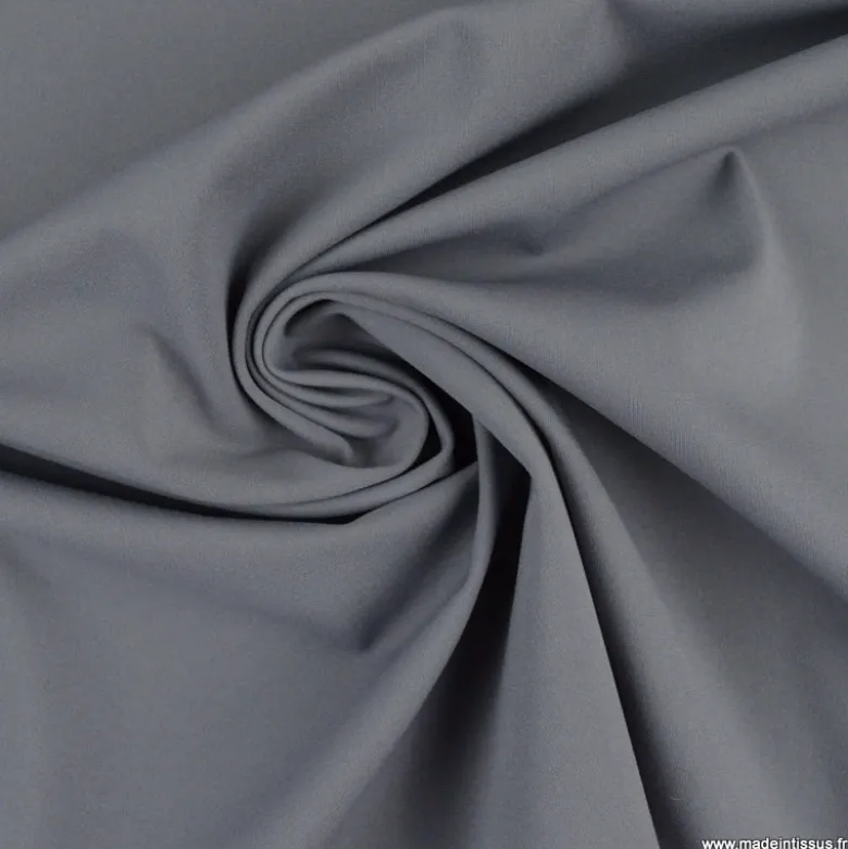 Tissu maille double stretch haut de gamme gris galene