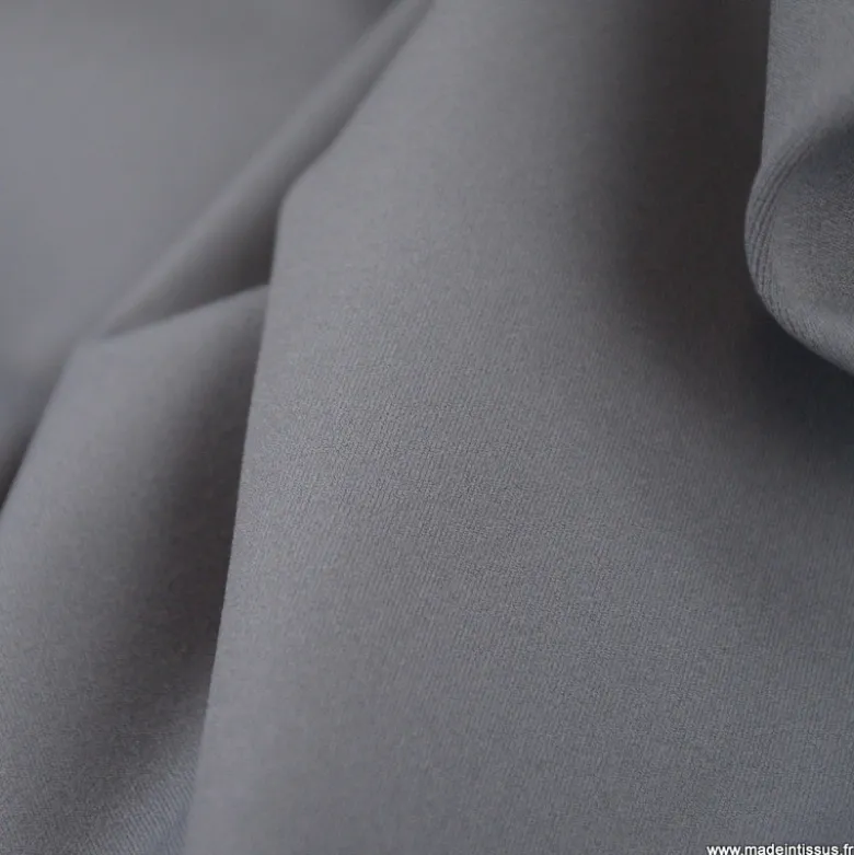 Tissu maille double stretch haut de gamme gris galene