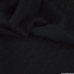 Tissu maille fine en viscose à motif chevrons - Noir