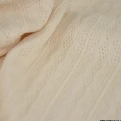 Tissu maille fine en viscose à motif chevrons - Blanc cassé