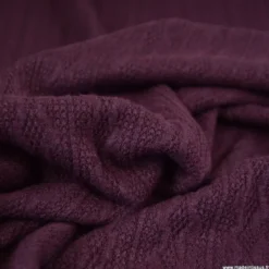 Tissu maille fine en viscose à motif chevrons - Prune