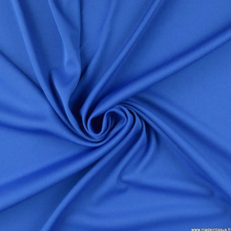 Tissu maille jersey interlock polyester bleu