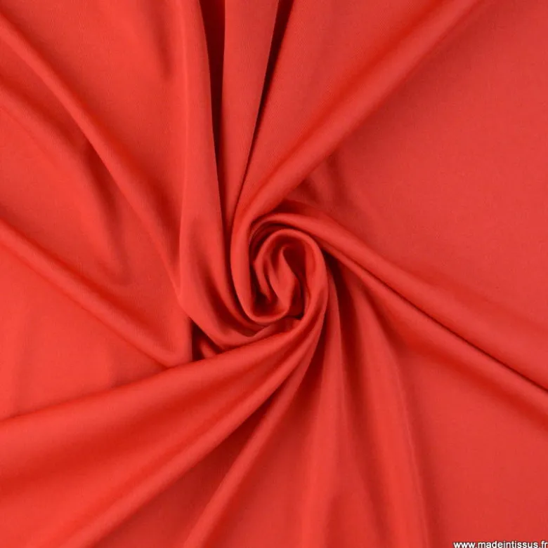 Tissu maille jersey interlock polyester rouge