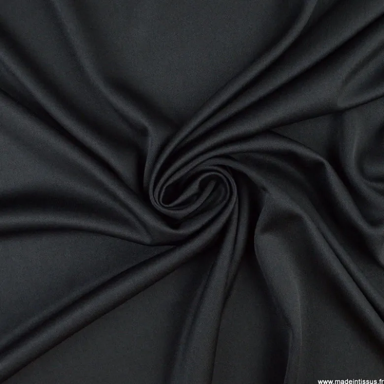Tissu maille jersey interlock polyester noir