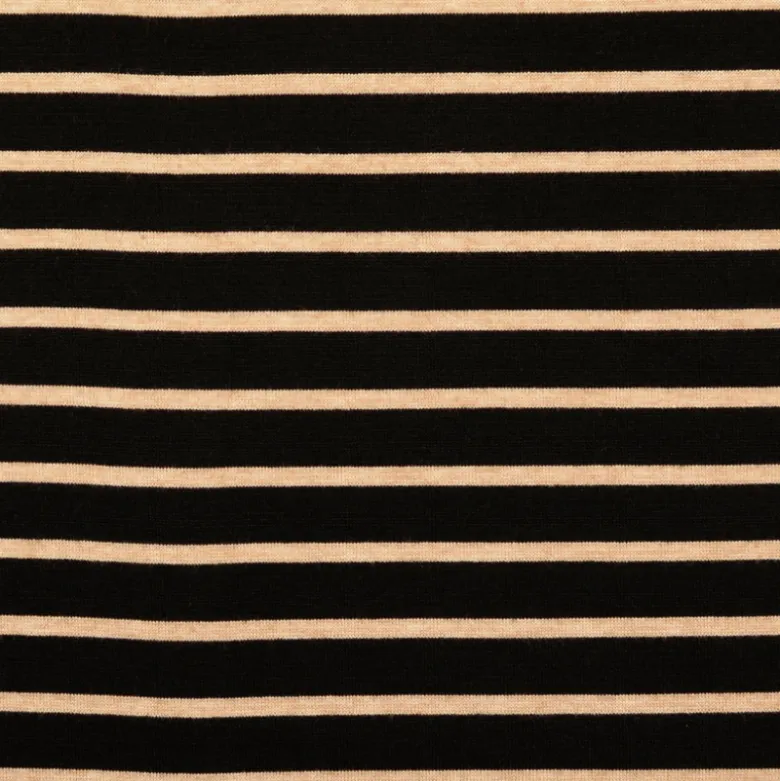 Tissu maille lourde à rayures - Noir