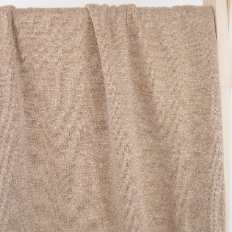 Tissu maille Lurex tricot coloris Beige