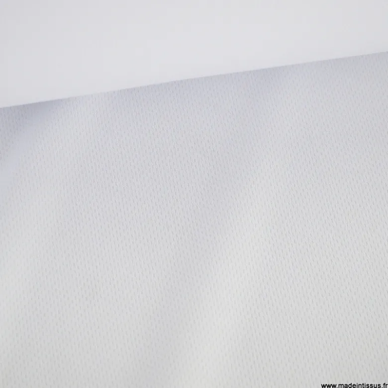 Tissu maille micro ajouré pour t-shirt de sport - Blanc