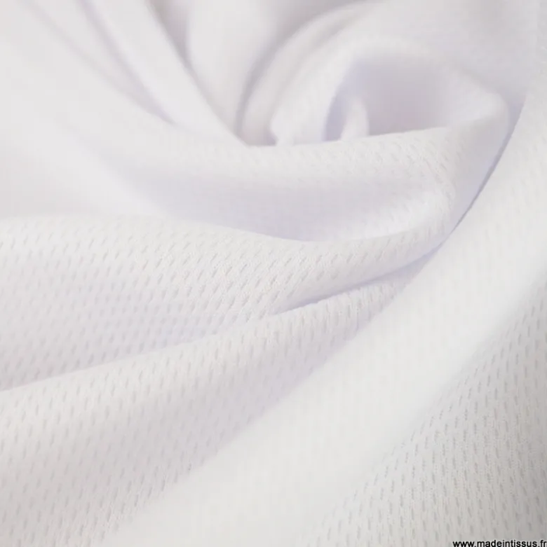 Tissu maille micro ajouré pour t-shirt de sport - Blanc