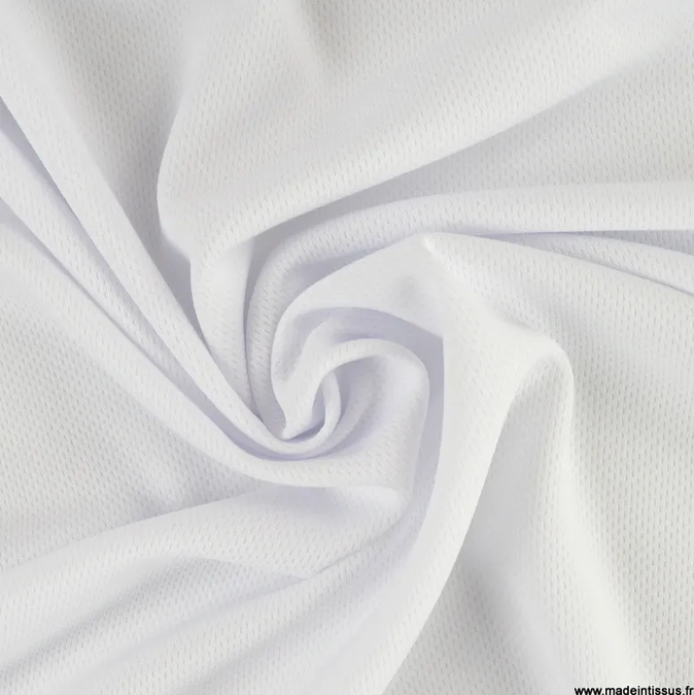Tissu maille micro ajouré pour t-shirt de sport - Blanc