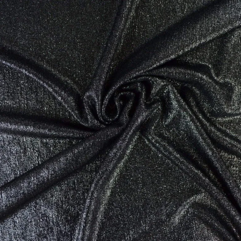 Tissu maille pailleté Shiny Noir argenté