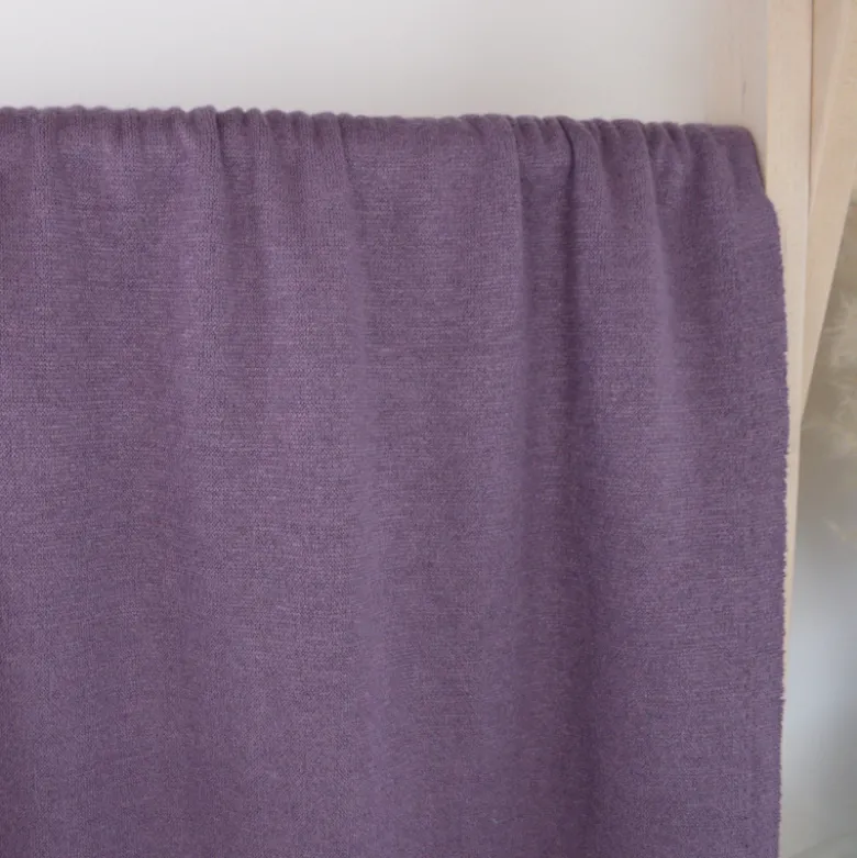 Tissu maille tricot coloris Prune