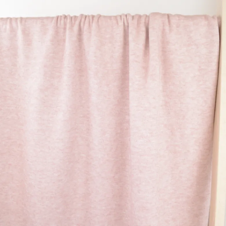 Tissu maille tricot coloris rose clair chiné