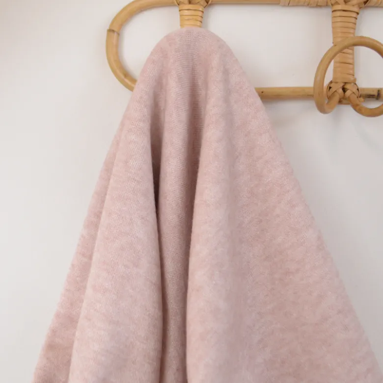 Tissu maille tricot coloris rose clair chiné