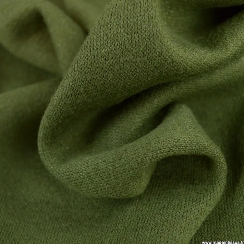 Tissu maille tricot coloris vert kaki
