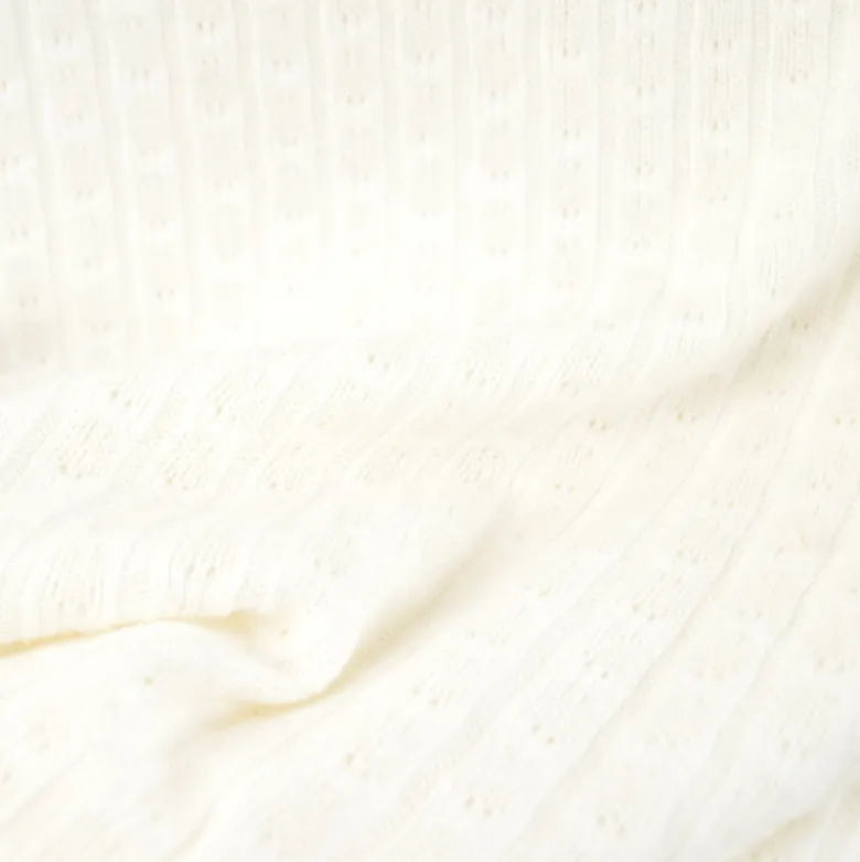 Tissu maille tricot côtelé - Blanc cassé