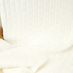 Tissu maille tricot côtelé - Blanc cassé