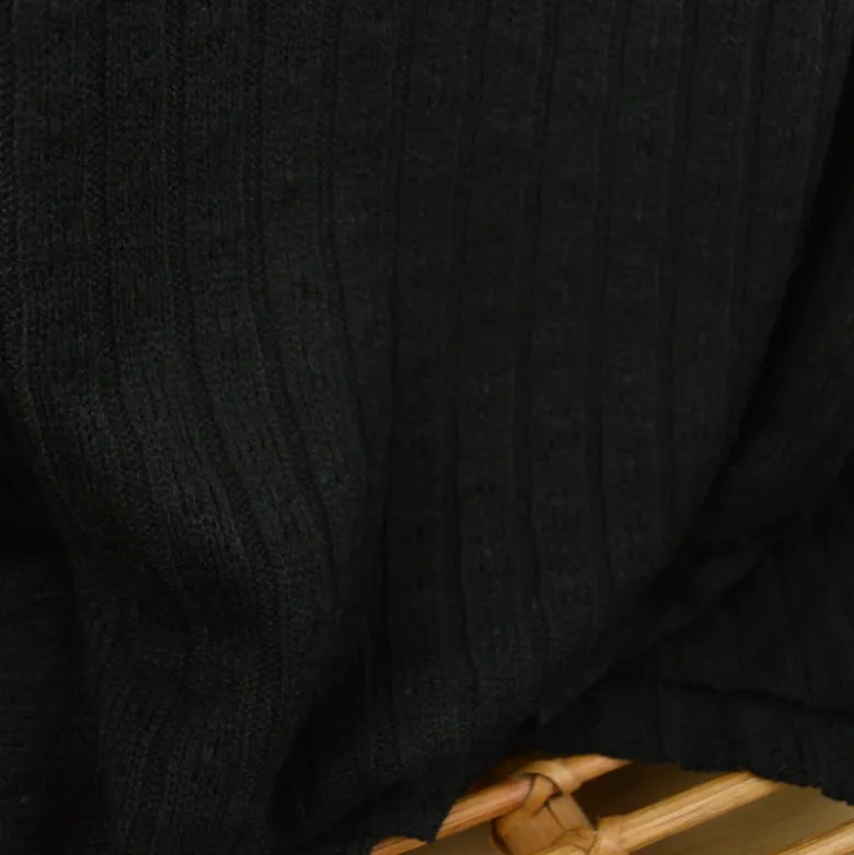Tissu maille tricot côtelé - Noir