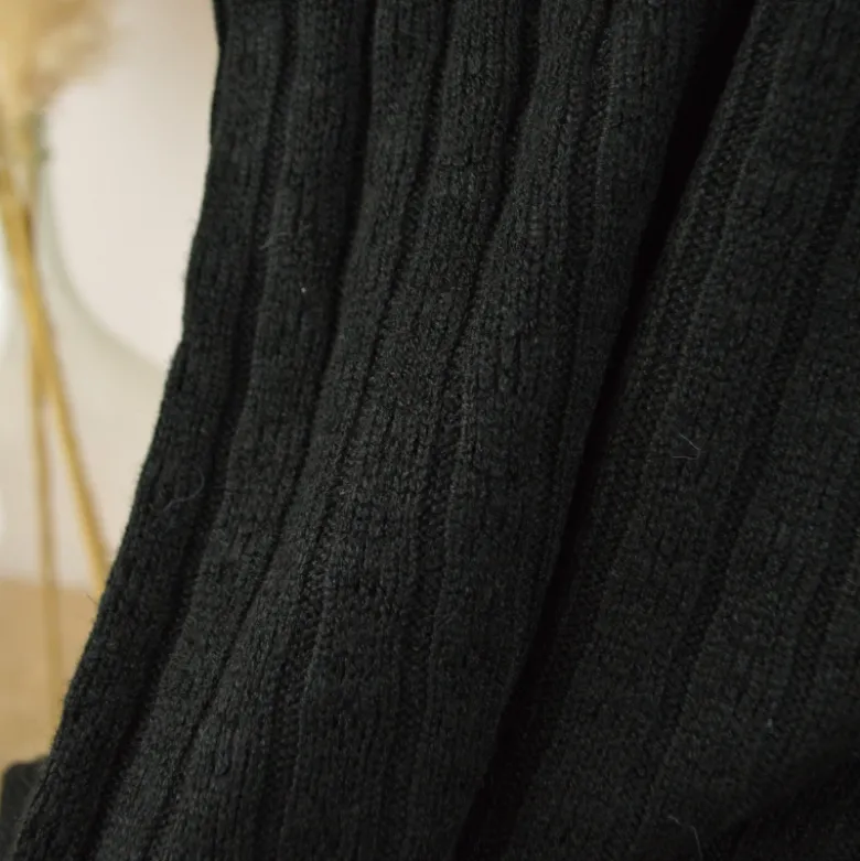 Tissu maille tricot côtelé - Noir