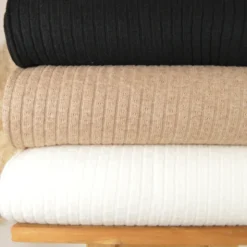 Tissu maille tricot côtelé - Noir