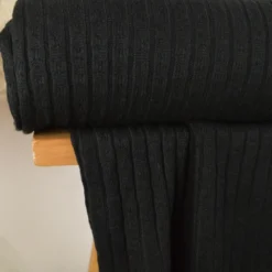 Tissu maille tricot côtelé - Noir