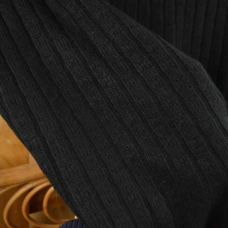 Tissu maille tricot côtelé - Noir