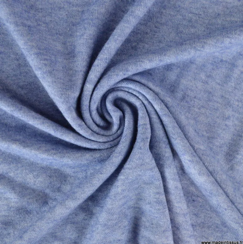 Tissu maille viscose fine - Bleu denim