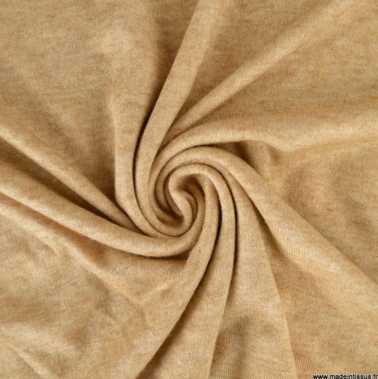 Tissu maille viscose fine - Champagne
