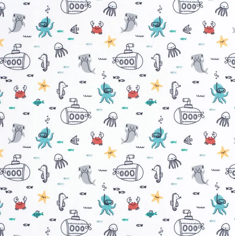 Tissu maillot de bain - sous-marins et animaux des mers - OEKO TEX