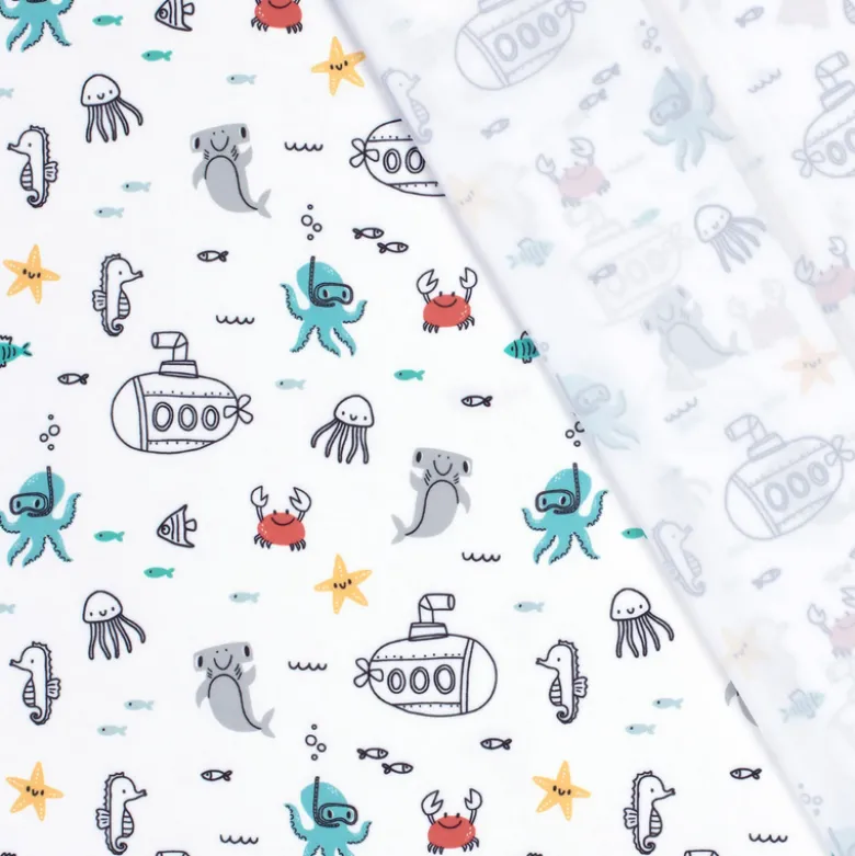 Tissu maillot de bain - sous-marins et animaux des mers - OEKO TEX