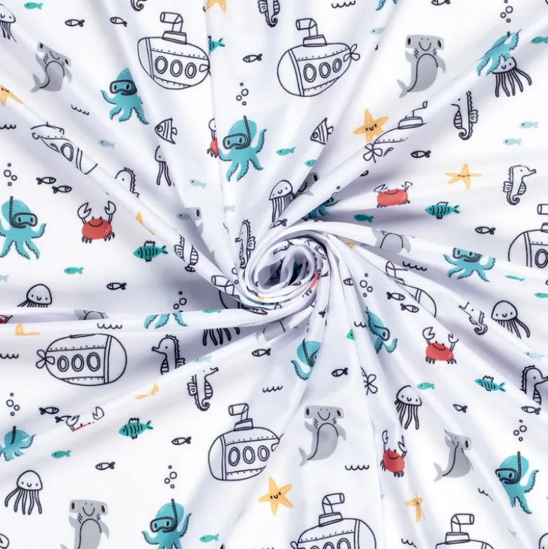 Tissu maillot de bain - sous-marins et animaux des mers - OEKO TEX