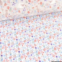 Tissu Matelassé coton motif animaux et fleurs - Berries et Céline