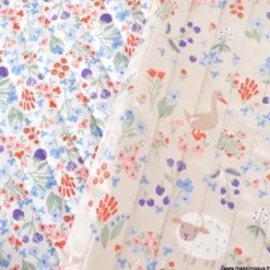Tissu Matelassé coton motif animaux et fleurs - Berries et Céline