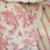 Tissu Matelassé coton vertical Toile de Jouy Bleu et lin