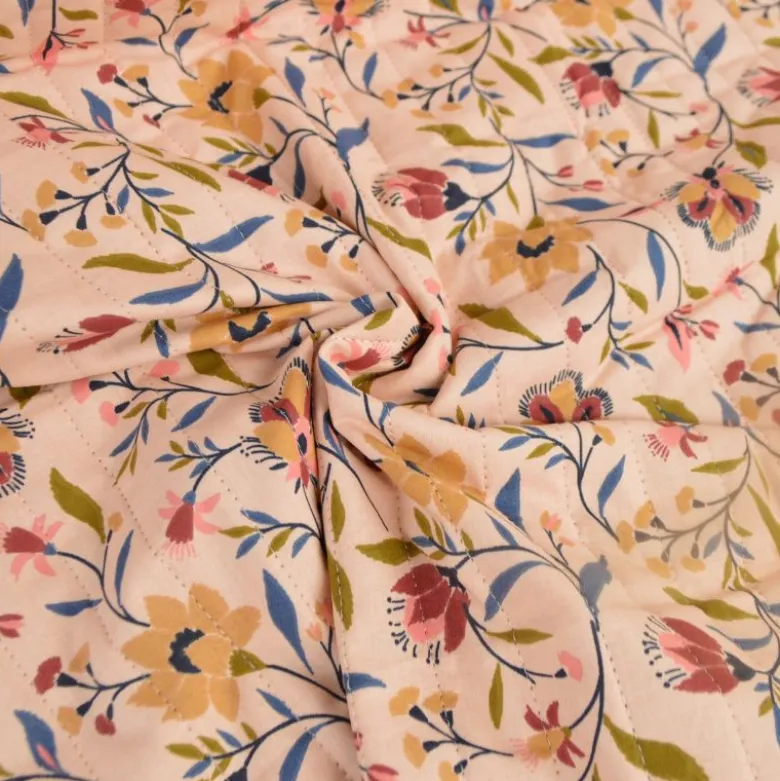 Tissu Matelassé coton Vertical Evelyne et Karli - fleurs et léopard