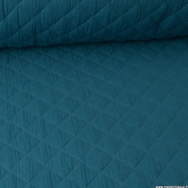 Tissu Matelassé Double Gaze OEKO TEX - Paon