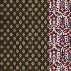 Tissu Matelassé Jaklynn anthracite - Jayco fond écru motif fleurs Indiennes - OEKO TEX