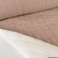 Tissu Matelassé vertical - Country Chataigne et écru- OEKO TEX