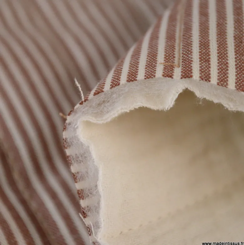 Tissu Matelassé vertical - Country Chataigne et écru- OEKO TEX