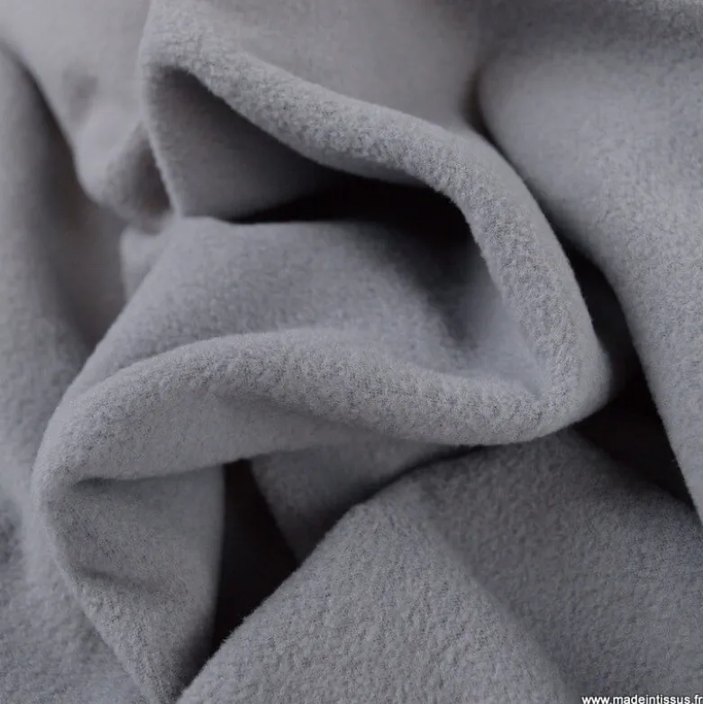Tissu Micro polaire gris mouette - OEKO TEX