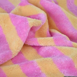 Tissu micro éponge de bambou à rayures Melon et bonbon