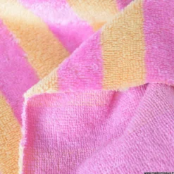 Tissu micro éponge de bambou à rayures Melon et bonbon