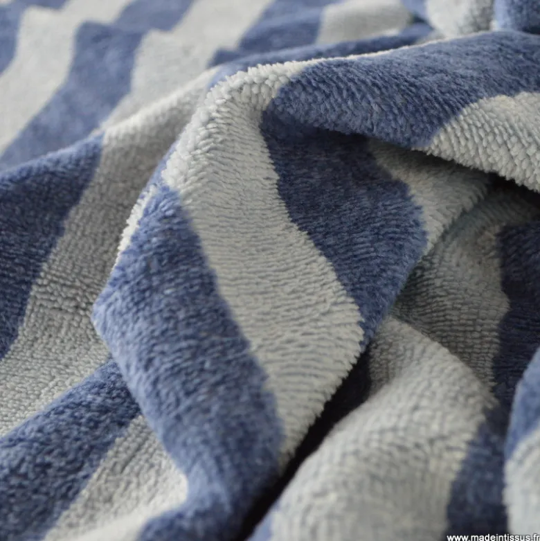 Tissu micro éponge de bambou à rayures Baltique et Indigo