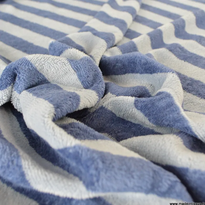 Tissu micro éponge de bambou à rayures Baltique et Indigo