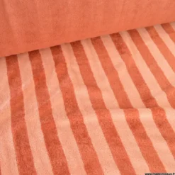 Tissu micro éponge de bambou à rayures Marsala et Paprika